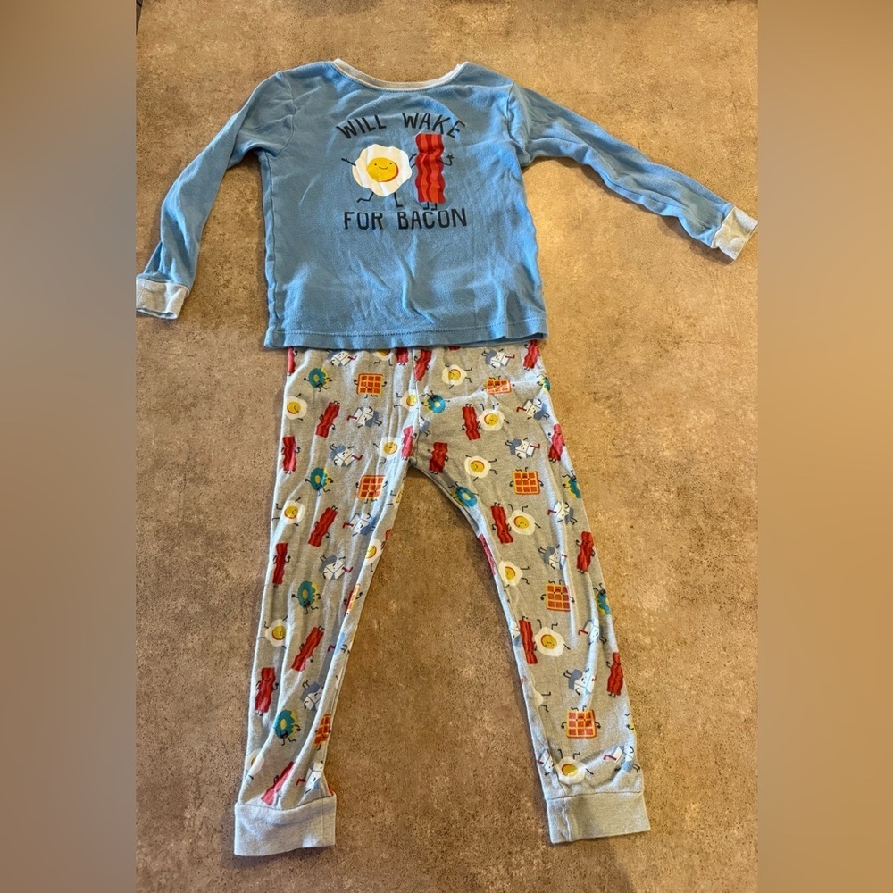 Wonder Nation- Adorable Eggs & Bacon Fun 2 Piece  Toddler Pajama Set, 5T